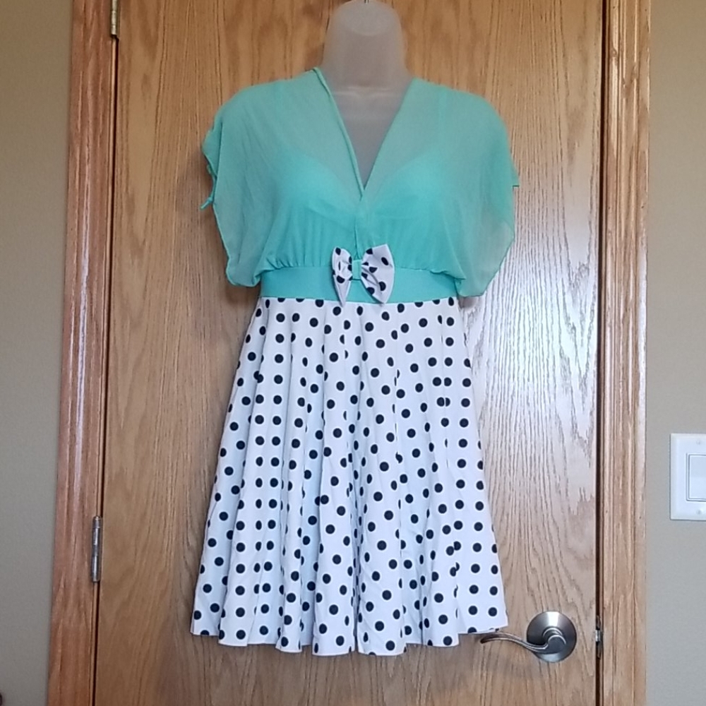 Mint Green & Polka Dot Swim Dress